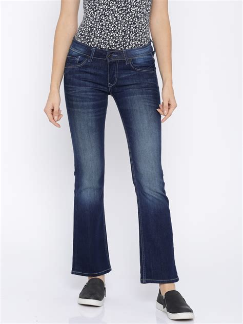 Buy Pepe Jeans Women Blue Picadily Bootcut Mid Rise Clean Look Stretchable Jeans - Jeans for ...