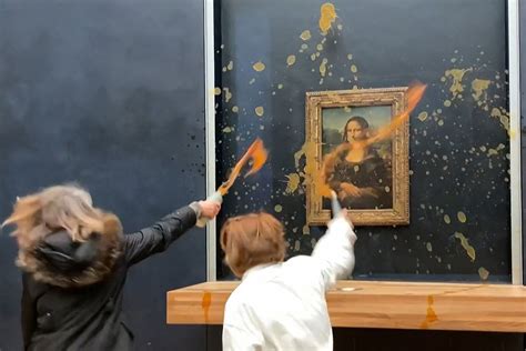 Protestors Throw Soup at Mona Lisa Painting in Louvre Museum