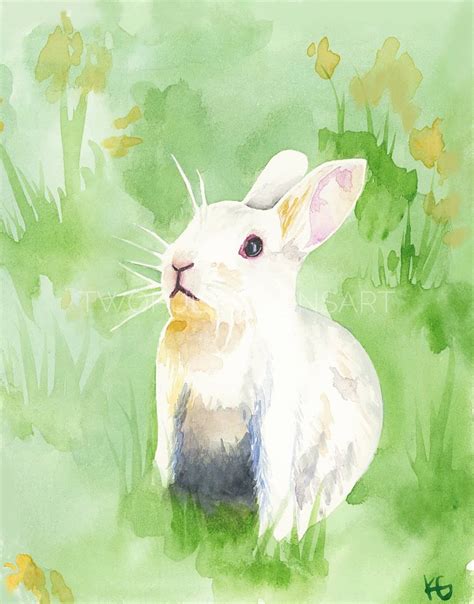 White Rabbit Art Digital Download Rabbit Painting Rabbit - Etsy