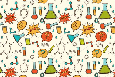 Vector cartoon chemistry pattern. | Custom-Designed Graphic Patterns ~ Creative Market