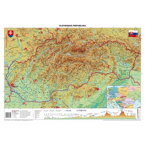 Mapa Slovensko-geografická B1 formát Stiefel | Lamitec.sk