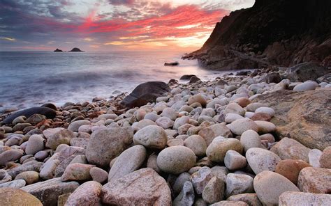 landscapes, Seascape, Sunset, Sunrise, Ocean, Sea, Sky, Clouds, Stone, Rock, Shore, Coast ...