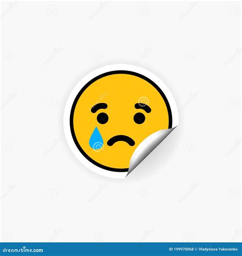 Crying Emoji Sticker. Cry. Sad. Upset. Tears. Vector EPS 10. Isolated on White Background Stock ...