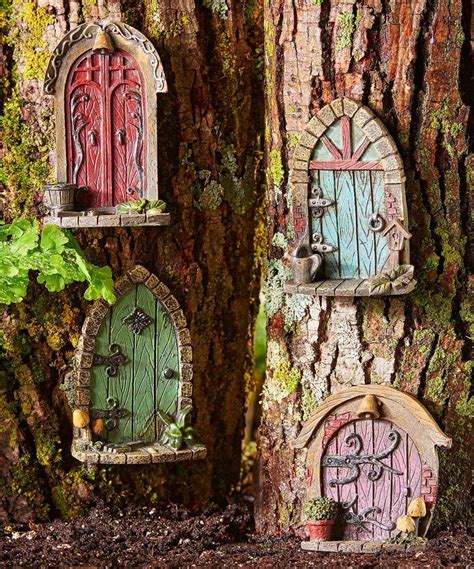 Rustic Fairy Doors - Set of 4 | Fairy doors, Fairy doors on trees, Fairy garden