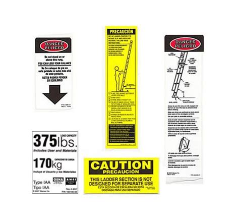 OSHA Ladder Safety Labels for Extension Ladders, Combination Ladders, Manhole Ladders ...