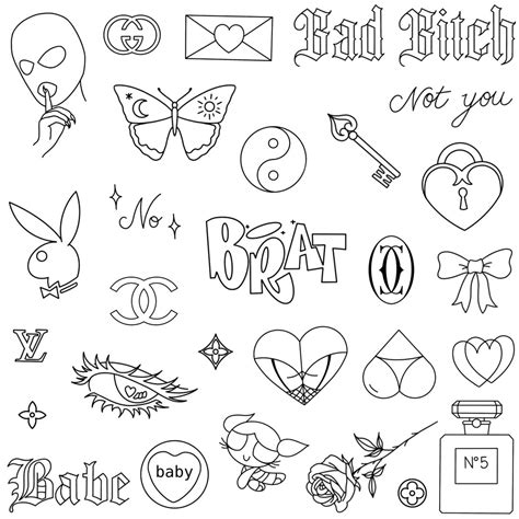 Stencils Brat Tattoo Designs Ready-to-use, Easy-to-apply, Y2K Aesthetic Designs, Butterfly ...