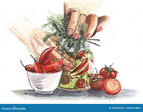 Preparation for Canning Peppers Stock Illustration - Illustration of pepper, kitchen: 256359330