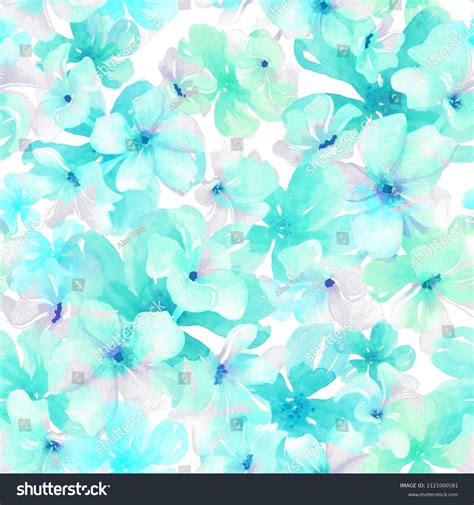 Watercolor Pastel Blue Flowers Seamless Floral Stock Illustration 2121000581 | Shutterstock