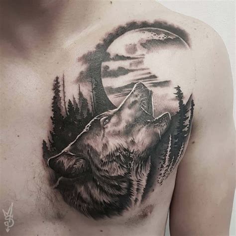 Wolf With Trees Tattoo Design - Design Talk