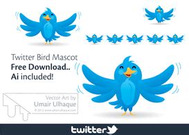 Twitter Bird Vector Mascot Free Vector Download | FreeImages