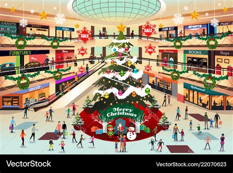 Shopping mall during christmas Royalty Free Vector Image