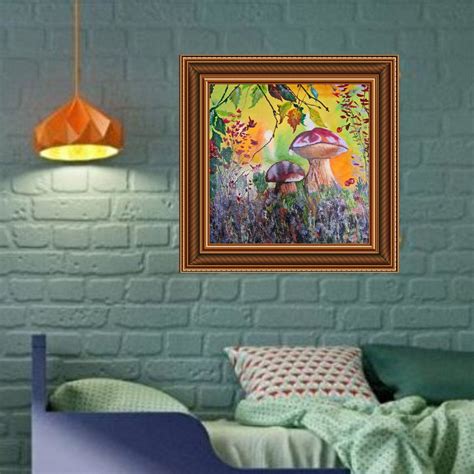 Mushrooms Oil Painting Forest Painting Canvas Landscape - Etsy