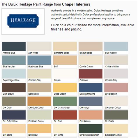 Dulux Heritage Paint Chart