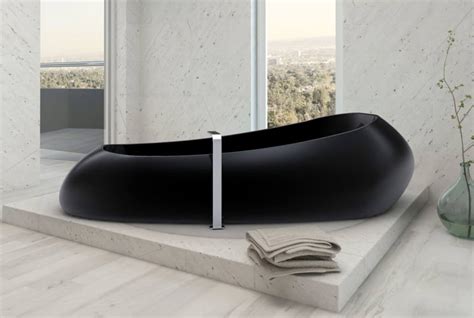 Black Bathtubs for Modern Bathroom Ideas with Freestanding Installation