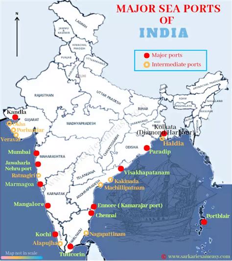 All Major Seaports of India Map Easy to Learn