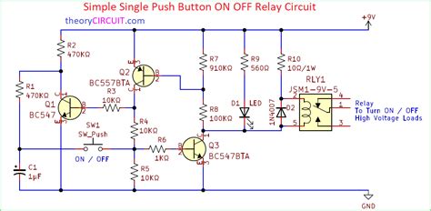 Simple Single Push Button ON OFF Relay Circuit