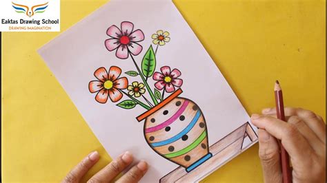 How To Draw A Flower Pot Design | Best Flower Site