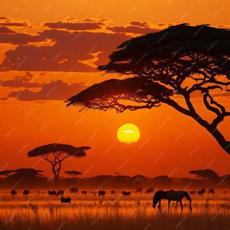 Premium AI Image | Beautiful African Sunset Scenery picture