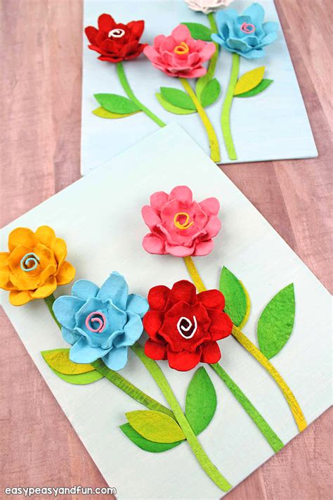 Egg Carton Flowers - Recycled Egg Carton Crafts - Easy Peasy and Fun