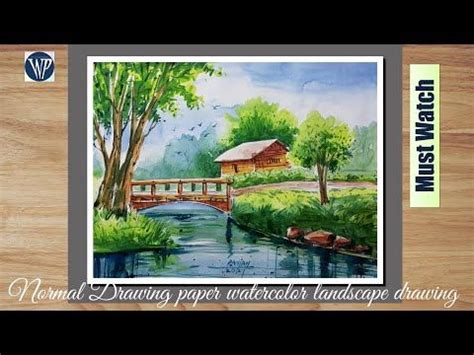 Normal Drawing paper watercolor landscape drawing /Village scenery Watercolor Painting for ...