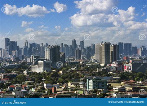 Quezon City, Philippines - the Makati Skyline As Seen from 10 Kilometers Away Stock Photo ...