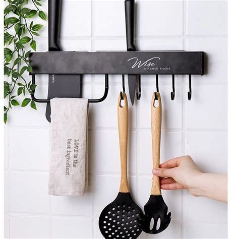 Kitchen Wall Mounted Storage Organizer Kitchen Utensil Rack Shelf Hanging Hook Organizer Glass M ...