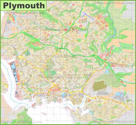 Detailed map of Plymouth