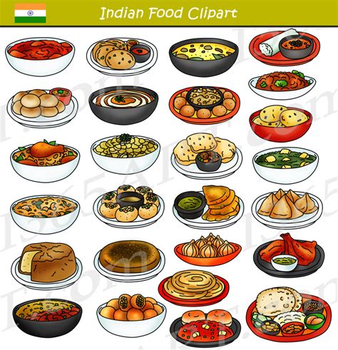 Indian Food Clipart Bundle Graphics - Clipart 4 School