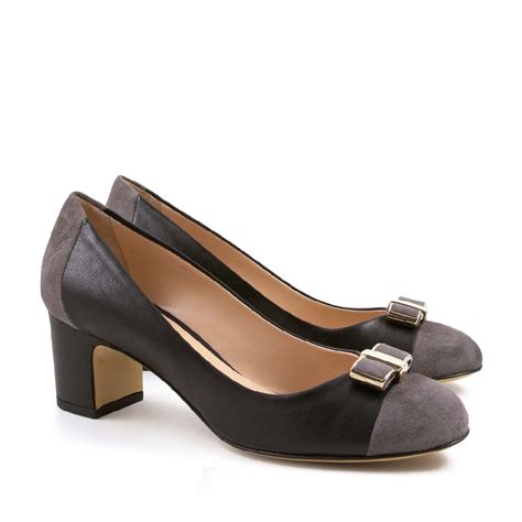 Italian pumps shoes in black soft leather medium heels Color Grey Women's shoes size 39