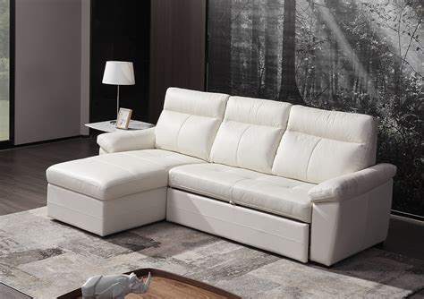 Genuine Leather Sectional Sofa with pull out sofa bed (2640) | Leather ...