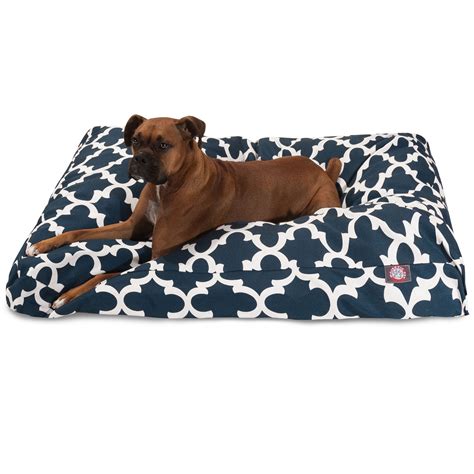 Majestic Pet Trellis Rectangle Dog Bed Treated Polyester Removable Cover Navy Extra Large 50" x ...