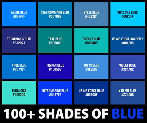 100+ Shades of Blue Color (Names, HEX, RGB, & CMYK Codes) – CreativeBooster