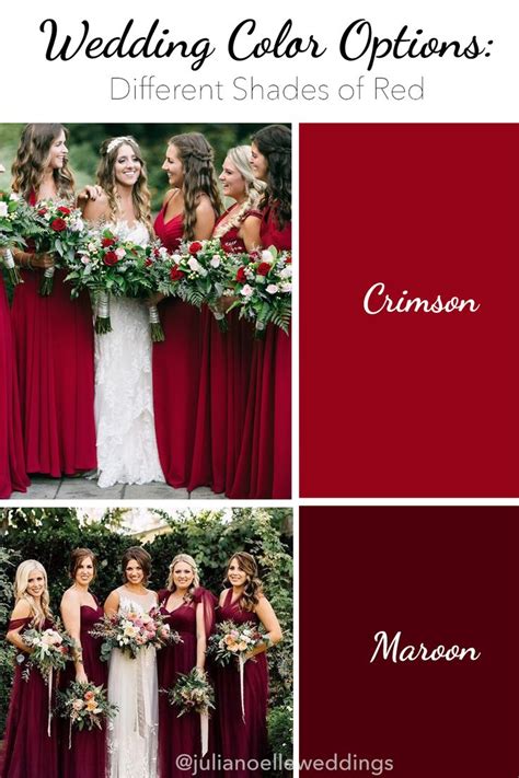 Shades of Red Wedding Color Options | Wedding colors red, Wedding color schemes red, Red wedding ...