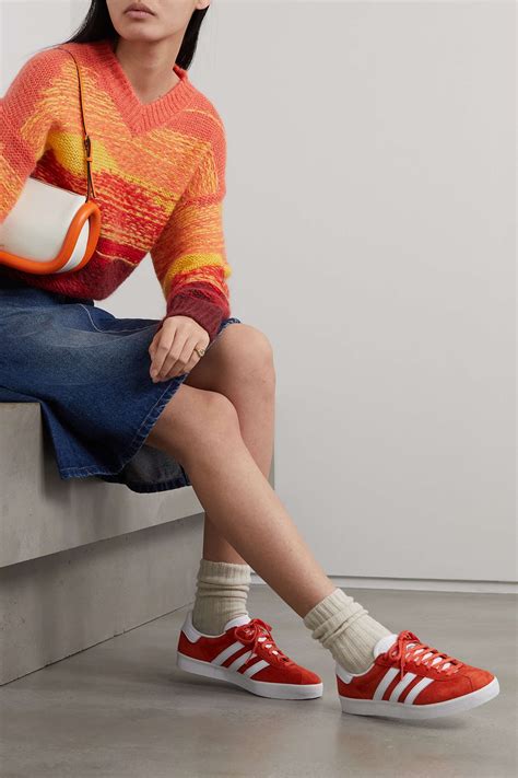 Red Gazelle 85 leather-trimmed suede sneakers | ADIDAS ORIGINALS | NET-A-PORTER