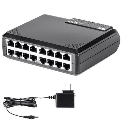 16 Port RJ45 10/100 Mbps Ethernet Network Switch Desktop LAN HUB Power Adapter - Walmart.com ...