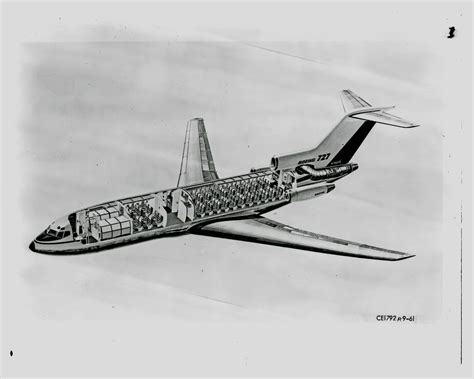 SAA Boeing 727 interior. Cutaway drawing. Layout of passenger accommodation. LOPA. - Atom site ...