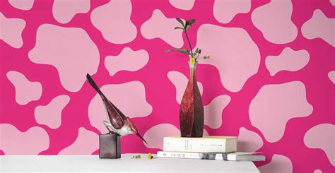 Pink cow pattern Wallpaper - Peel and Stick or Non-Pasted