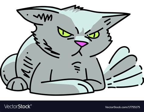 Angry cat cartoon hand drawn image Royalty Free Vector Image