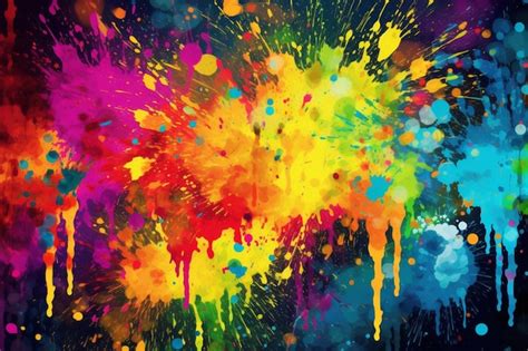 Premium Photo | Colorful paint splatter on a black background