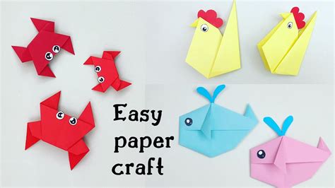 3 EASY ORIGAMI PAPER CRAFT IDEAS FOR KIDS / EASY ORIGAMI / NURSERY CRAFT IDEAS / PAPER ANIMALS ...