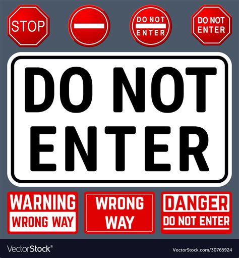 Do not enter danger warning signs prohibition and Vector Image