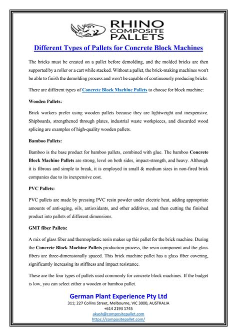 Different Types of Pallets for Concrete Block Machines by German Plant ...