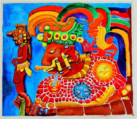 Mayan wall relief Painting by Paul Sandilands - Fine Art America