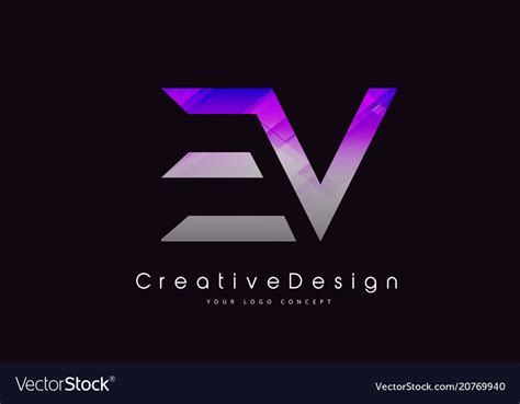 Ev letter logo design purple texture creative Vector Image