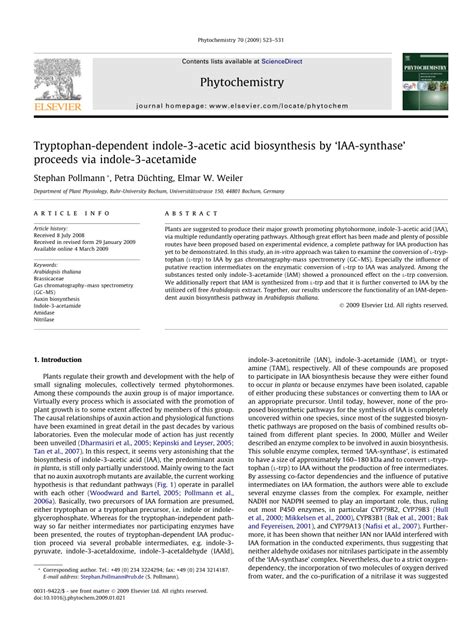 (PDF) Tryptophan-dependent indole-3-acetic acid biosynthesis by ‘IAA ...