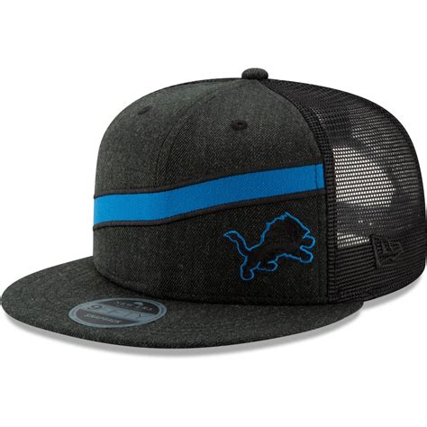 New Era Detroit Lions Heathered Black Label Scale Trucker 9FIFTY Adjustable Snapback Hat