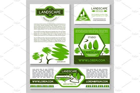 Landscape design business banner template set | Illustrator Graphics ...