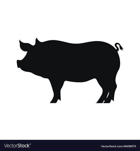 Pig black icon on white background silhouette Vector Image