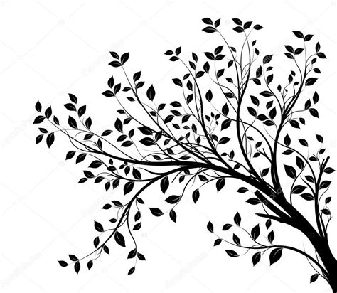 Vector tree branch, black silhouette Stock Vector Image by ©Olivier26 #14842055