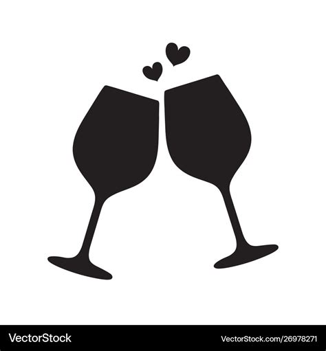 Silhouette two sparkling glasses wine Royalty Free Vector